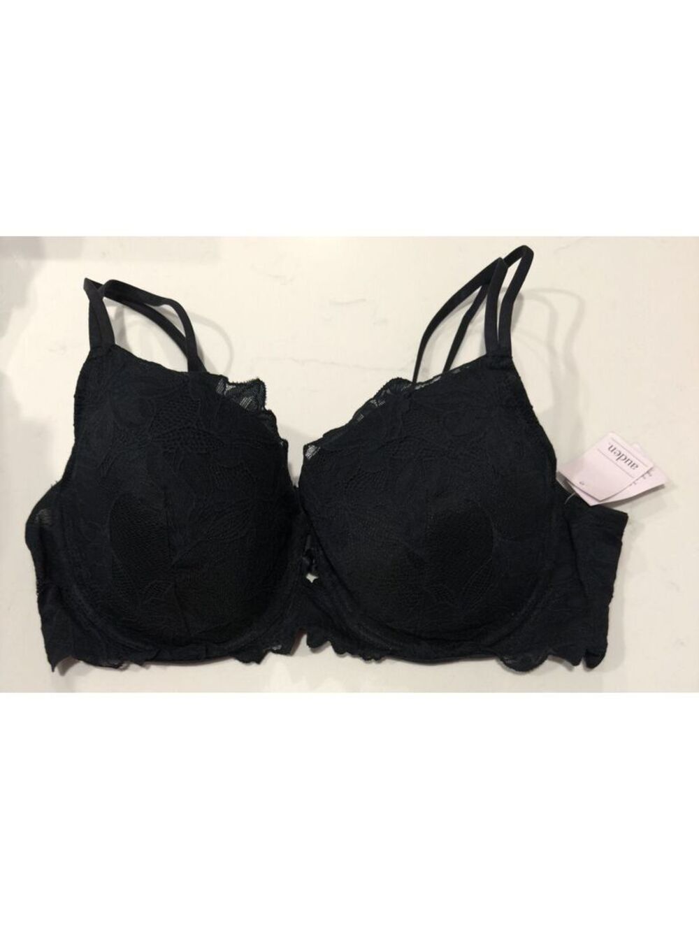 Auden Black Lace Lightly Lined Comfort Wire Demi Bra Women Size 40D